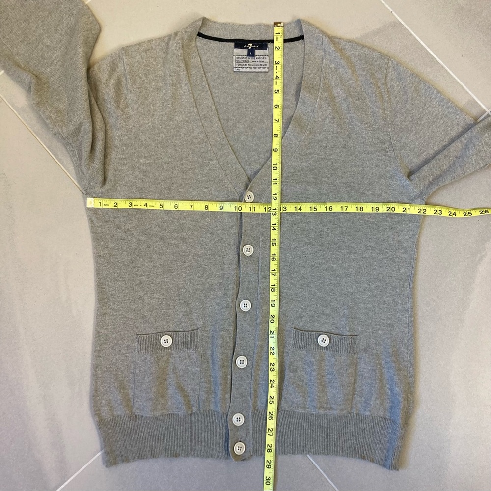 for all mankind Men’s L Cardigan V-neck Buttoned Gray Pockets - Picture 7 of 7